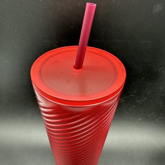 Starbucks Red Ribbon Swirl Stainless Tumbler Winter 2022 Holiday Cold Venti 24oz - Picture 3 of 12